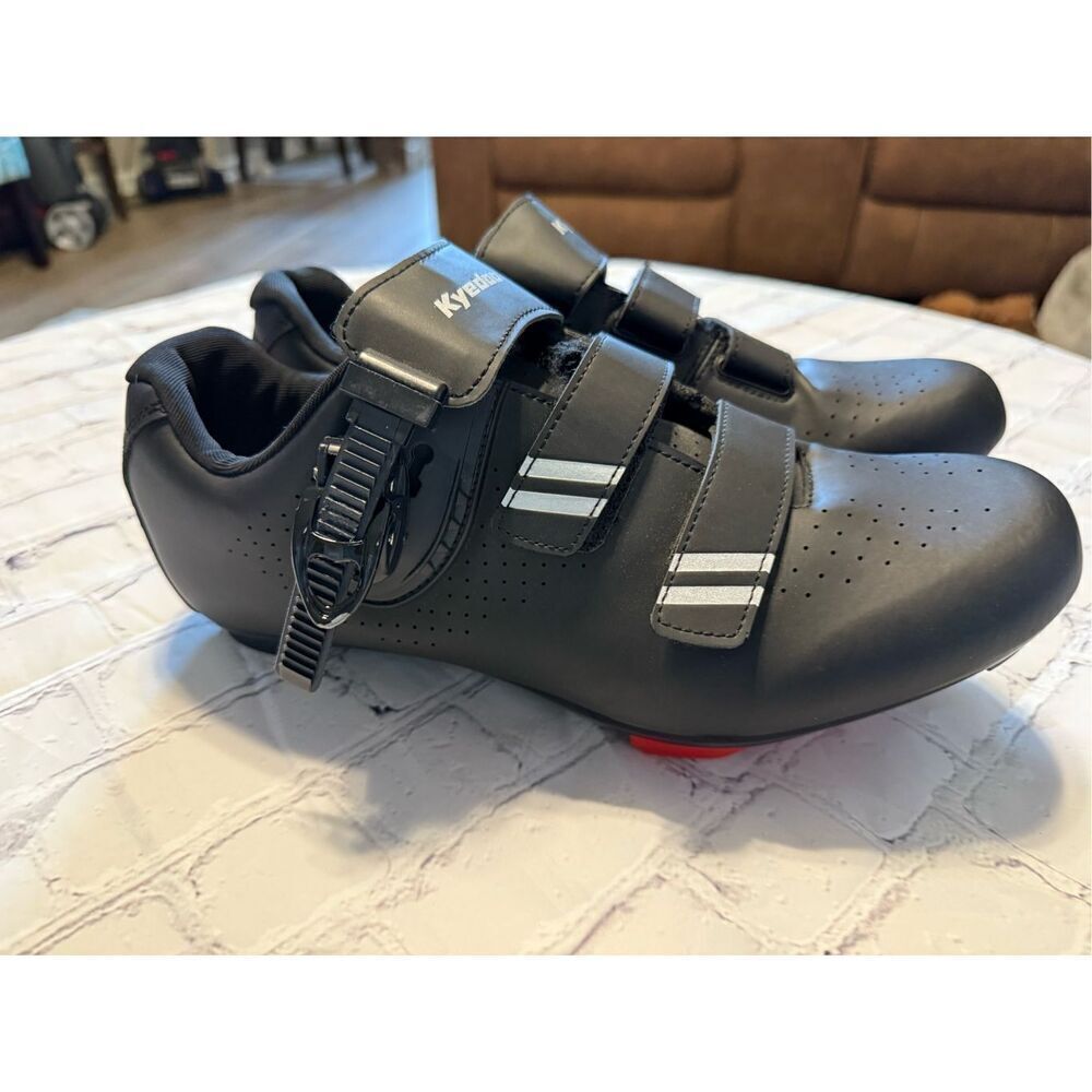 Kyedoo Size 46 Indoor Cycling Shoes Black With Delta Cleats Workout Gym Spin